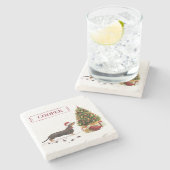 Black and Tan Dachshund Funny Kersthond Stenen Onderzetter (Zijkant)