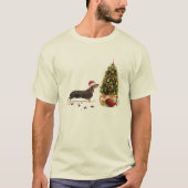 Black and Tan Dachshund Funny Kersthond T-shirt (Voorkant)