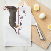 Black and Tan Dachshund Funny Kersthond Theedoek (Quarter Fold)