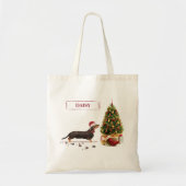 Black and Tan Dachshund Funny Kersthond Tote Bag (Voorkant)