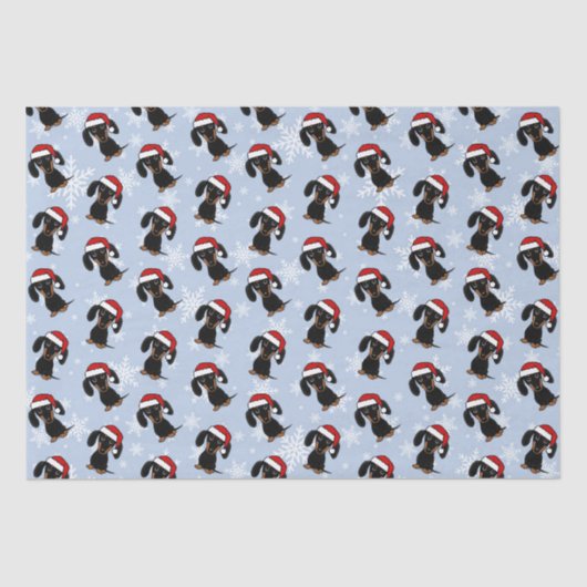 Black and Tan Dachshund Kersthondenvakantie Tissuepapier (Voorkant)