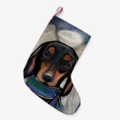 Black and Tan Dachshund Kleine Kerstsok (Voorkant (Hangend))