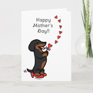 Black and Tan Dachshund Moederdag Hearts Kaart
