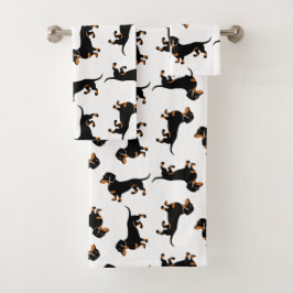 Black and Tan Dachshund Pattern Bad Handdoek
