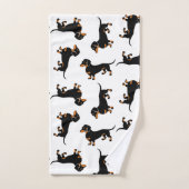 Black and Tan Dachshund Pattern Bad Handdoek (Handdoek)