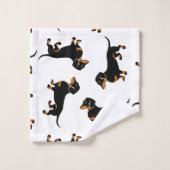 Black and Tan Dachshund Pattern Bad Handdoek (Wasdoekje)