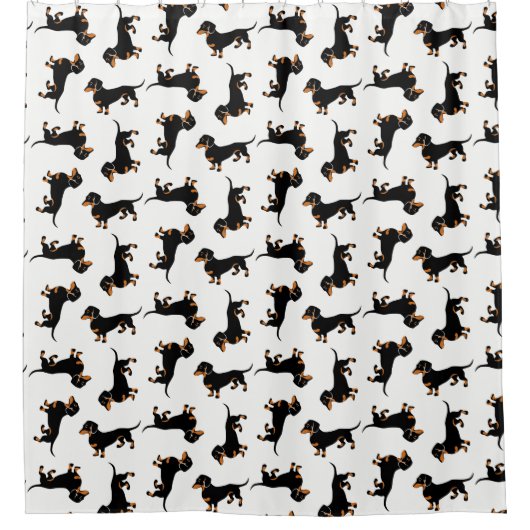 Black and Tan Dachshund Pattern Douchegordijn (Voorkant)