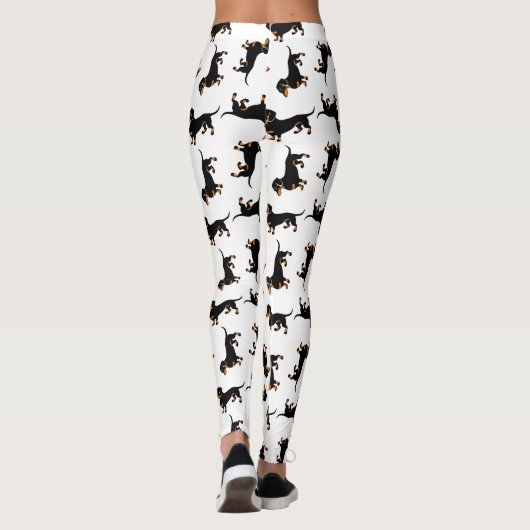 Black and Tan Dachshund Pattern Leggings (Achterkant)