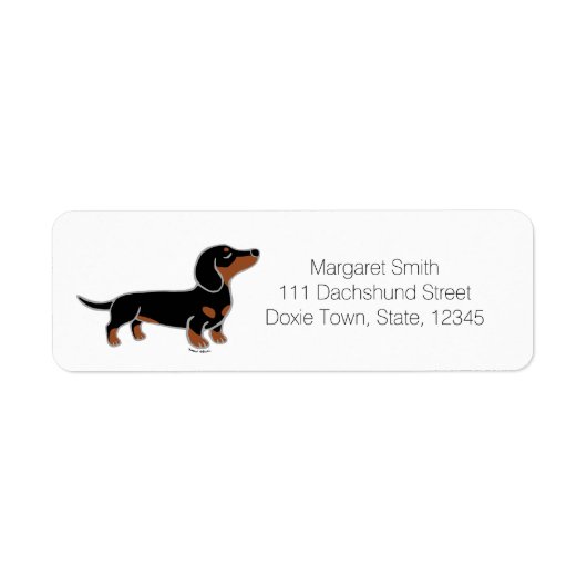 Black and Tan Dachshund Posing Etiket (Voorkant)