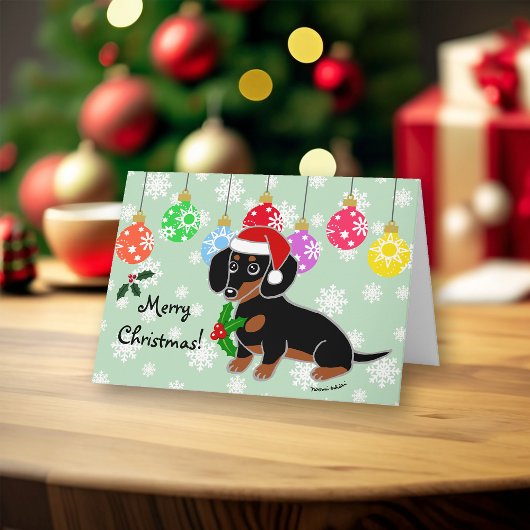 Black and Tan Dachshund Santa Feestdagen Kaart