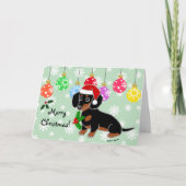Black and Tan Dachshund Santa Feestdagen Kaart (Voorkant)