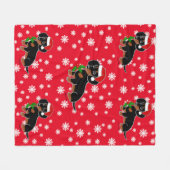 Black and Tan Dachshund Santa Fleece Deken (Voorkant (Horizontaal))