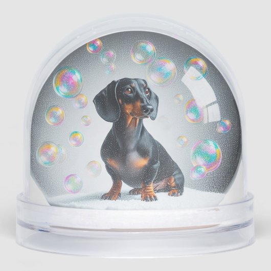 BLACK AND TAN DACHSHUND SNOW GLOBE SNEEUWBOL (Voorkant)