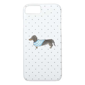 Black and Tan Dachshund - Waterverf & pooldots iPhone 8/7 Hoesje