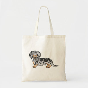 Black and Tan Dapple Long Hair Dachshund Dog Tote Bag