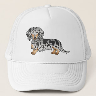 Black and Tan Dapple Long Hair Dachshund Dog Trucker Pet