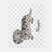 Black and Tan Dapple Long Hair Dachshund & Name Fleece Deken (Voorkant)