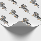 Black and Tan Dapple Long Hair Dachshund Pattern Cadeaupapier (Hoek)