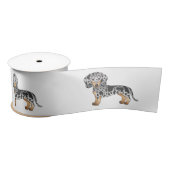 Black and Tan Dapple Short Hair Dachshund Cute Dog Satijnen Lint (Spoel)