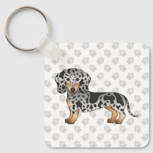 Black and Tan Dapple Short Hair Dachshund Cute Dog Sleutelhanger