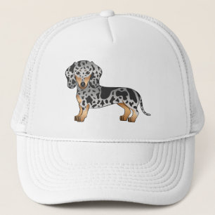 Black and Tan Dapple Short Hair Dachshund Cute Dog Trucker Pet
