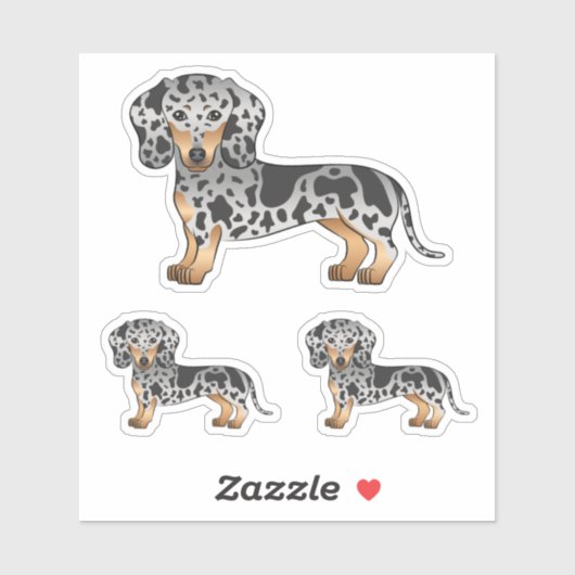 Black and Tan Dapple Short Hair Dachshund Dogs Sticker (Vel)
