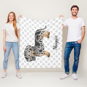 Black and Tan Dapple Short Hair Dachshund & Name Fleece Deken