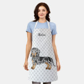 Black and Tan Dapple Short Hair Dachshund & Name Schort (Gedragen)