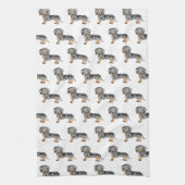 Black and Tan Dapple Short Hair Dachshund Pattern Theedoek (Verticaal)