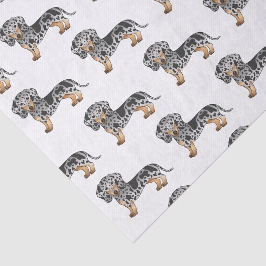 Black and Tan Dapple Short Hair Dachshund Pattern Tissuepapier (Detail)