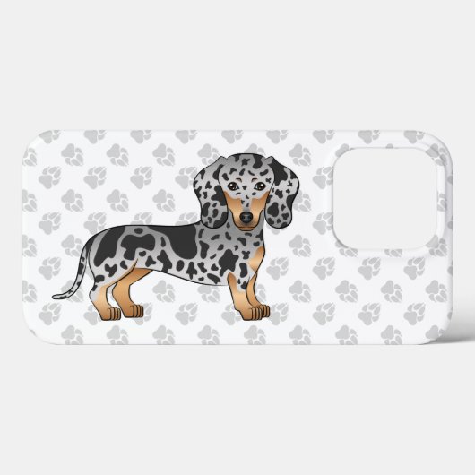 Black and Tan Dapple Short Hair Dachshund & Paws Case-Mate iPhone Case (Achterkant (horizontaal))