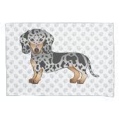 Black and Tan Dapple Short Hair Dachshund & Paws Kussensloop (Voorkant-Links)