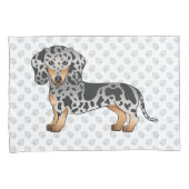 Black and Tan Dapple Short Hair Dachshund & Paws Kussensloop (Voorkant-Rechts)