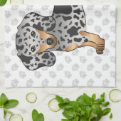 Black and Tan Dapple Short Hair Dachshund & Paws Theedoek (Gevouwen)