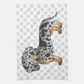 Black and Tan Dapple Short Hair Dachshund & Paws Theedoek (Verticaal)
