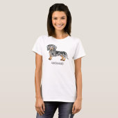 Black and Tan Dapple Short Hair Dachshund & Text T-shirt (Voorkant volledig)