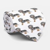 Black and Tan Dapple Smooth Coat Dachshund Pattern Stropdas (Opgerold)