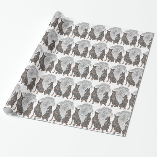 Black and Tan Doberman Dogs Cadeaupapier (Uitgerold)