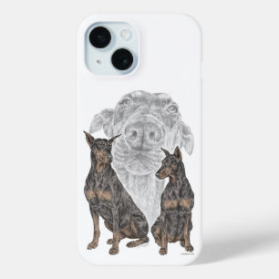Black and Tan Doberman Dogs iPhone 15 Case