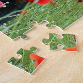 Black and Tan Doberman Pinscher in Red Flowers Legpuzzel (Zijkant)