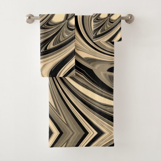 Black and Tan Floe Pattern Bad Handdoek (Insitu)