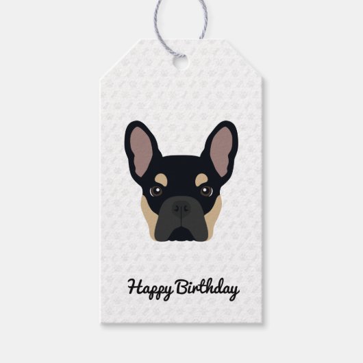 Black and Tan French Bulldog Birthday Cadeaulabel (Voorkant)