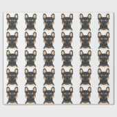 Black and Tan French Bulldog Cartoon Dog Pattern Cadeaupapier (Vlak)