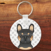 Black and Tan French Bulldog / Frenchie Cute Dog Sleutelhanger (Voorkant)