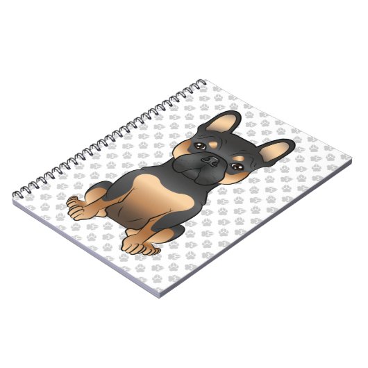 Black and Tan French Bulldog / Frenchie Dog & Paws Notitieboek (Linkerzijde)