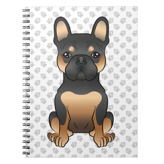 Black and Tan French Bulldog / Frenchie Dog & Paws Notitieboek (Voorkant)