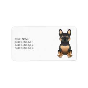 Black and Tan French Bulldog / Frenchie Dog & Text Etiket