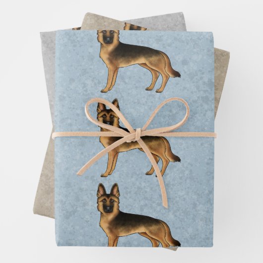 Black and Tan German Shepherd Cute Dog Inpakpapier Vel (In situ)