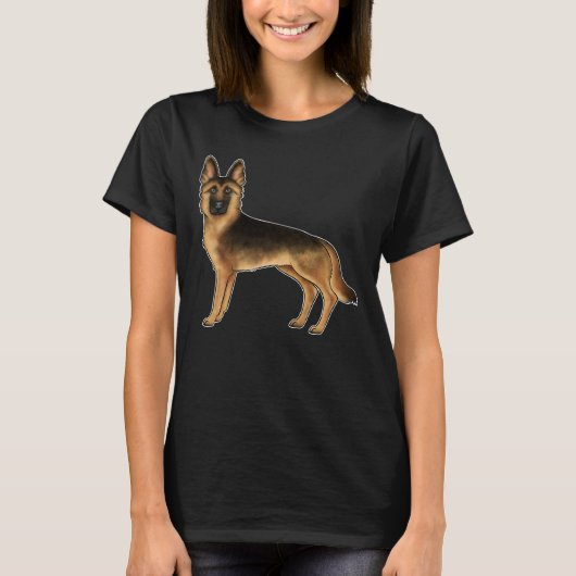 Black and Tan German Shepherd Cute Dog T-shirt (Voorkant)