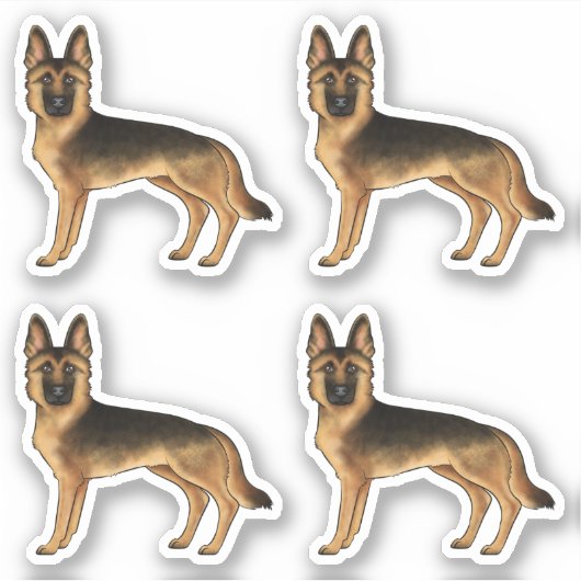Black and Tan German Shepherd Cute Dogs Sticker (Voorkant)